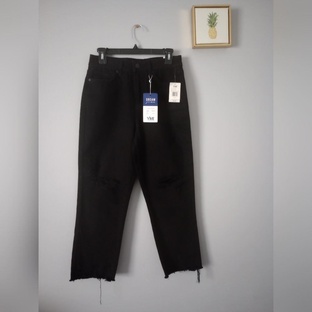 YMI Jeans Womens Distressed Style Ankle Black size 9/29 New with tags